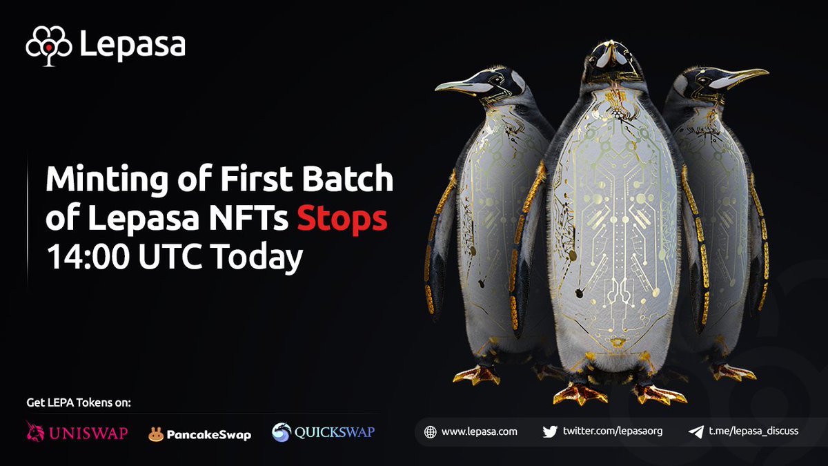 Lepasaorg's tweet photo. Attention‼️ The minting of first batch of #Lepasa #NFTs stops today at, 14:00 UTC ⏰
Get your Polqueen #NFT now. Hurry up✨
https://t.co/1oZiGT0aCM

#NotJustJPEGs #NFTCommunity #nftcollector #NFTcollectibles #NextGenNFTs #Lepaverse #lepa #lepatoken https://t.co/fLh4s8zXZ5