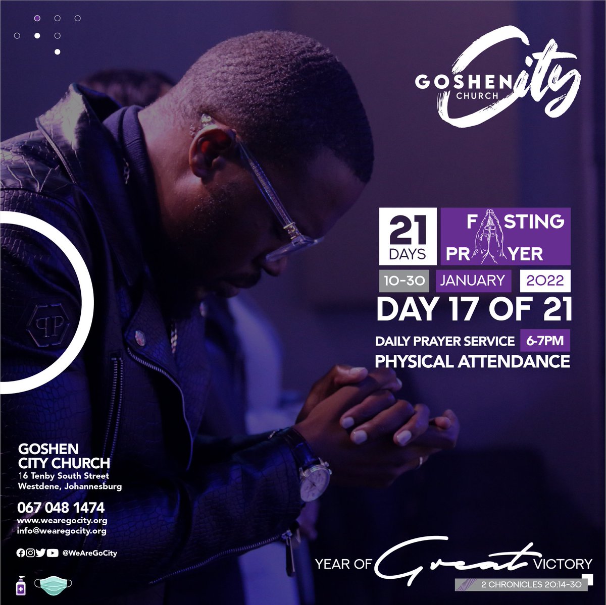 WeAreGoCity's tweet photo. Day 17 or 21 | We are almost there, but we aren not stopping. We are soldiering on in fasting and prayer. We are petitioning to our Father for us to receive our #GreatVictory in 2022. #WeAreGoCity #GoDemonstrate https://t.co/OxqvCNashL