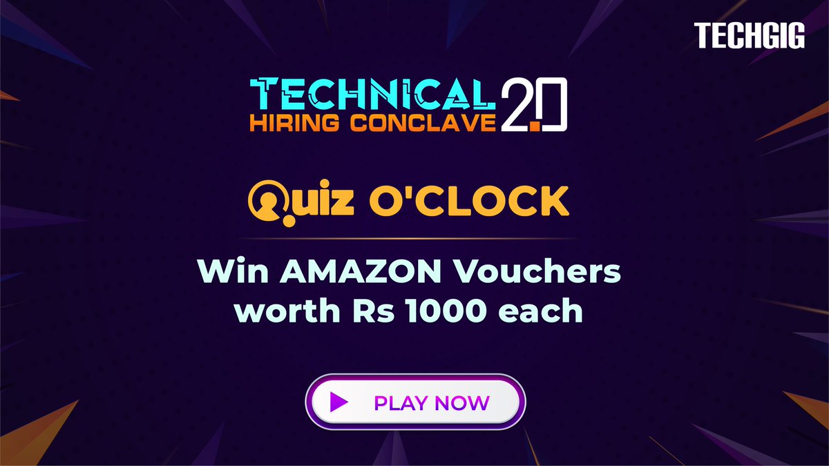 ETTechGig's tweet photo. It’s Quiz Time!!!
Step up your #quiz game by answering fun trivia questions! Follow the instructions, answer a few quick questions, and stand a chance to win exciting Amazon vouchers worth INR 1,000 each ➡️ https://t.co/GQEDSzHHPu
#TechGig #TGPro #TechHiring #TechTalent https://t.co/9wNrw8olXK
