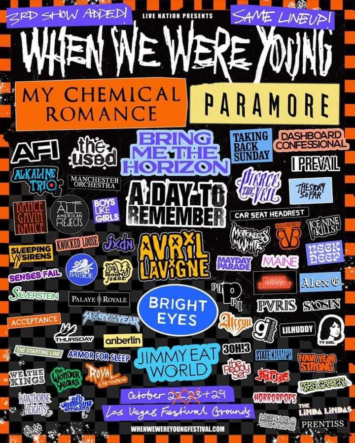 manilaconcerts's tweet photo. Due to high demand, When we Were Young Festival added a 3rd show which will be held on October 29th in Las Vegas.
Tickets on-sale January 31st 10am PT via https://t.co/WraKn4cs5k
Presented by @livenation
#WWWYFest
#MCSIntl.
#HomeoftheConcertScene https://t.co/1c6VfrPrlK