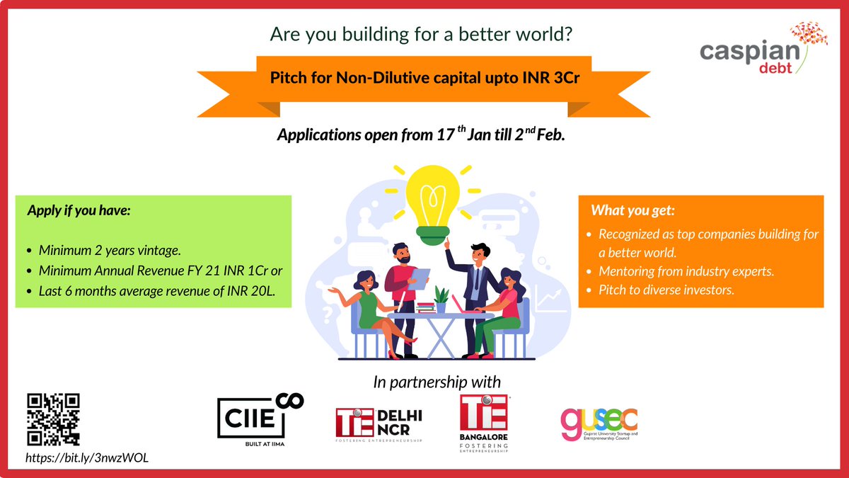 NucleusIIMAV's tweet photo. @Caspian Debt invites applications from businesses to
contributing to a better world. Get
• Mentored by experts
• Pitch to diverse investors
• Working capital
Apply: https://t.co/yy0y2hAFx2
#NonDilutiveCapital #Workingcapital #PitchforDebt #SMEfinance
#impactenterprises https://t.co/H9mqT3Yc1M