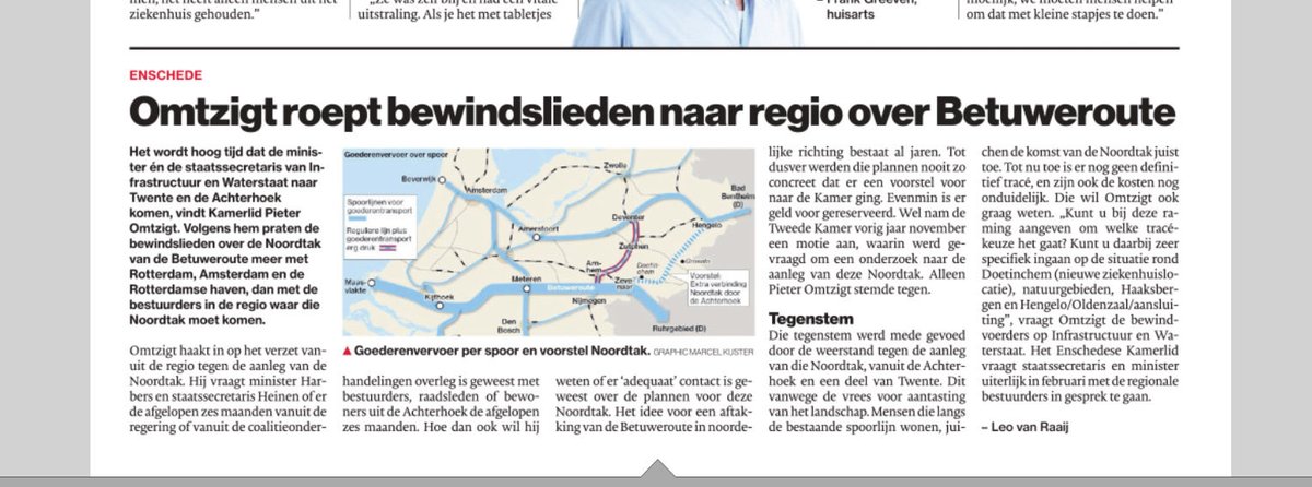 Ondenk- en onbestaanbaar dat een nieuwe spoorlijn door of net langs onze natuurgebieden gaat (oa Lonnekermeer). Goed dat ⁦<a href="/PieterOmtzigt/">Pieter Omtzigt</a>⁩ in Den Haag en anderen regionaal zich hiertegen verzetten. #noordtak #betuwelijn