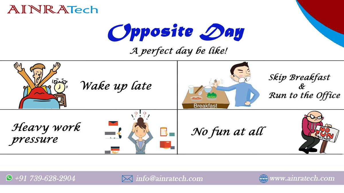 ainratech's tweet photo. National Opposite Day is a fun day😄 where you can say the opposite of what you mean! It's an excellent opportunity to make everyone laugh😂 by saying the opposite of what you would usually say.
#AINRATech #AINRAED #nationaloppositeday https://t.co/pjxFJ9GVUY