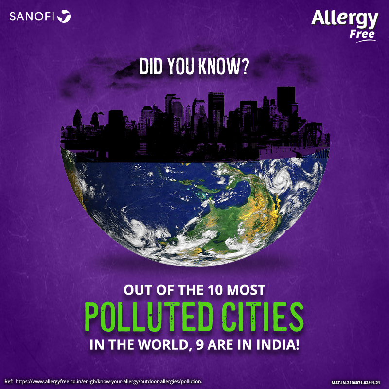 With pollution comes pollution allergies that can be triggered by a host of irritants.

Hence, it is important to gain as much knowledge about air pollution, its effects and ways to remedy them! #allergyfree

Start your learning journey with allergyfree.co.in/en-gb/know-you…