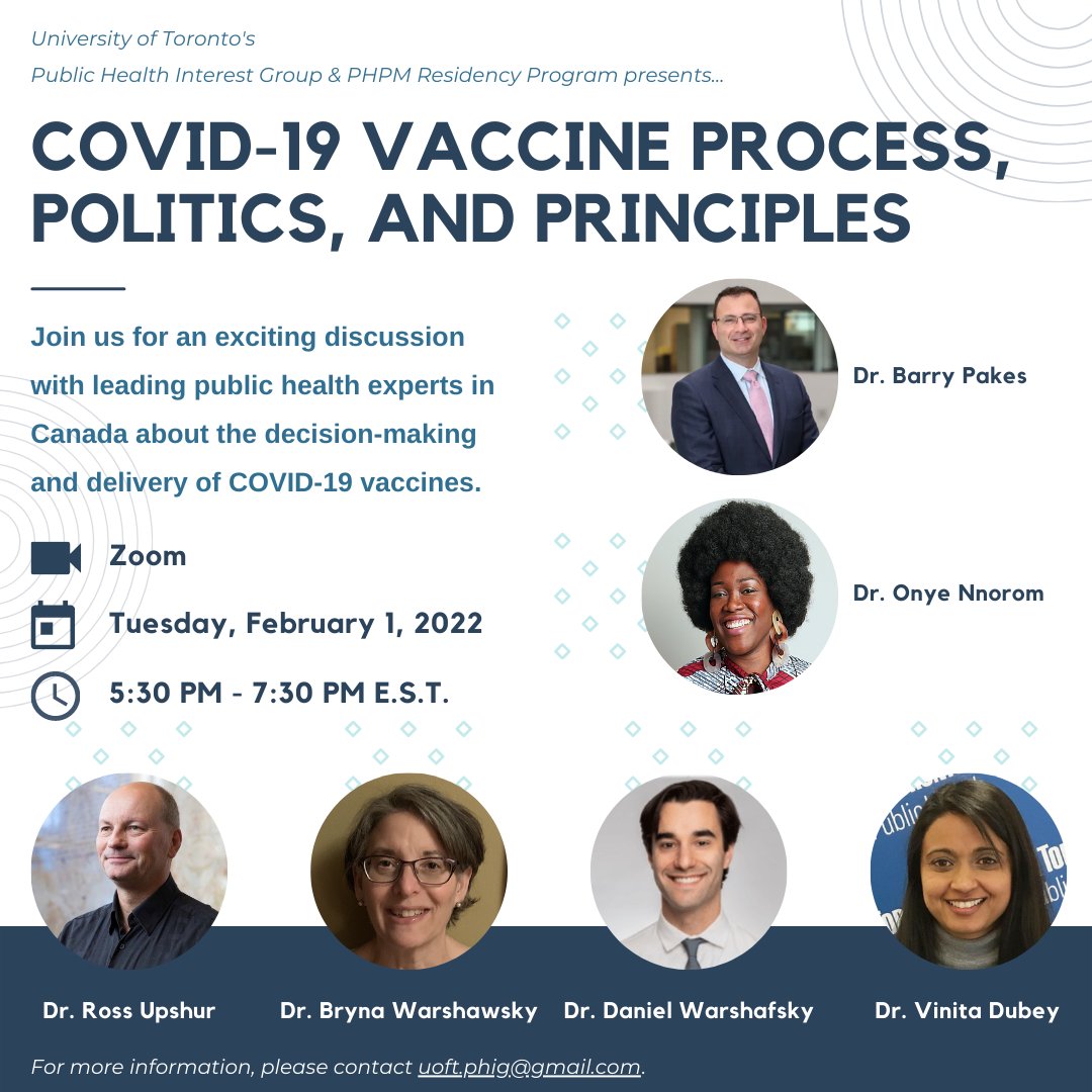 One more week until our fireside chat, COVID-19 vaccines - process, politics and principles!  February 1 at 5:30pm EST.  For login details, please officially RSVP to forms.gle/9APiEL93kgBMRS… Here are some of the experts you'll get to hear from: