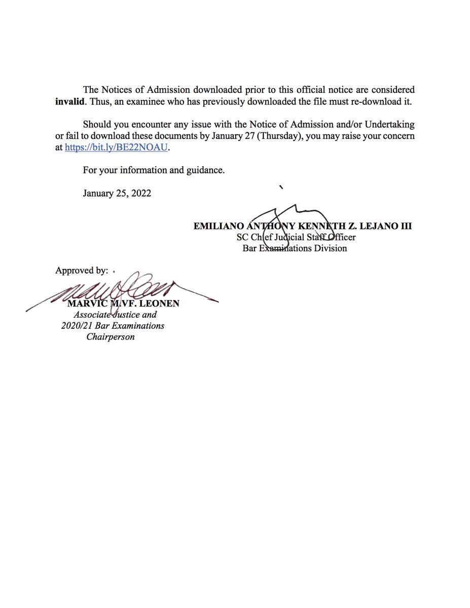 SCPh_PIO's tweet photo. #Bar2020_21 UPDATE: Read the Office of the Bar Confidant's NOTICE TO BAR EXAMINEES
Re: Notice of Admission and Undertaking #BestBarEver2020_21 https://t.co/gn0K3WAPw3