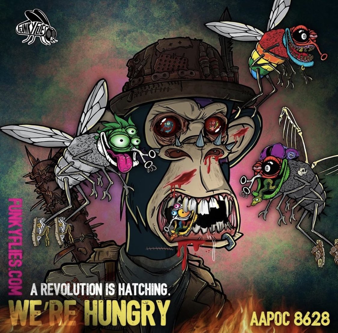 A revolution is hatching in 23 days!! Move over #apes the #flyarmy #funkyflies are hunting #NFTCommunity #NFTs #NFTGiveaway #NFTartist join discord for a limited whitelist spot until FEB 7th! For more info: funkyflies.com