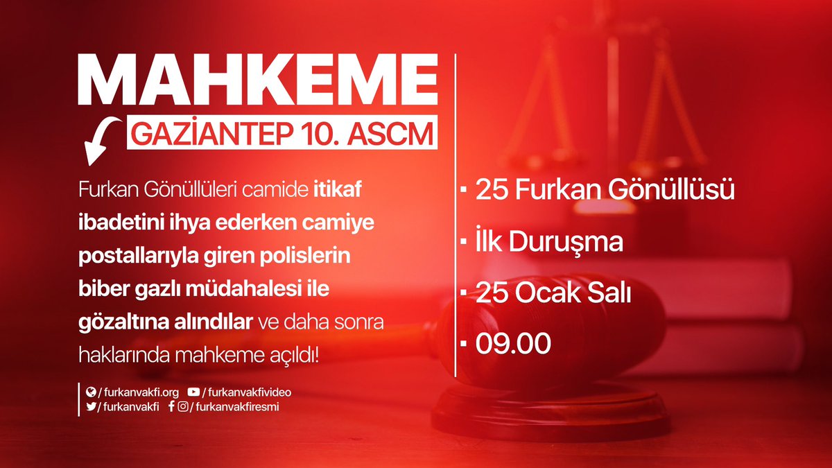 MedyaFurkan's tweet photo. Furkan Gönüllüleri camide itikaf ibadetini ihya ederken camiye postallarıyla giren polislerin biber gazlı müdahalesi ile gözaltına alındılar ve daha sonra haklarında açılan mahkeme bugün görülecek.

#YargıEliyleZulüm https://t.co/onmHATXjOt