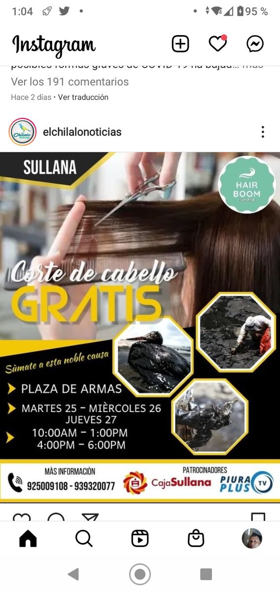 Hoy se realizarán cortes de cabello, será en Plaza de Armas de Sullana. Y servirá para enviar a Lima en la campaña que se realizará para frenar la contaminación en el mar