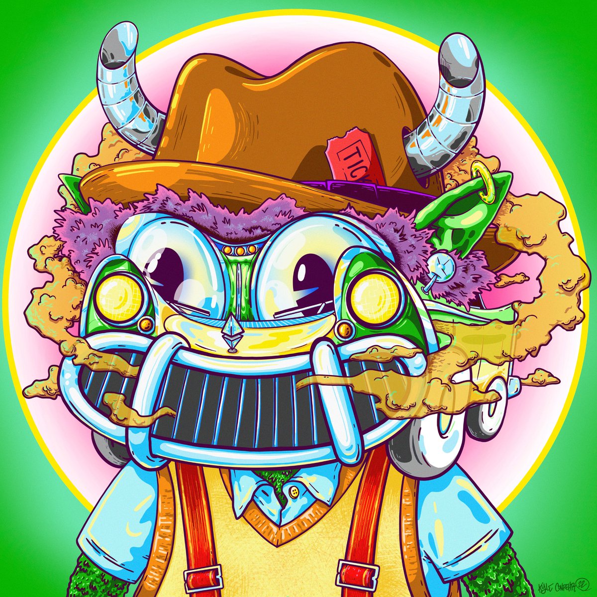 MyHomies's tweet photo. One of our 16 guest artists is Kyle Confehr @KConfehr 

We're very proud to have this 1 of 1 piece in our "Homies in Dreamland" collection that will be randomly minted. 

Minting on 1/25/22, only on: https://t.co/a8jbyWTODf

#cheechandchong #NFTCommunity #NFTs #NFT https://t.co/gUIXyaT0Jf