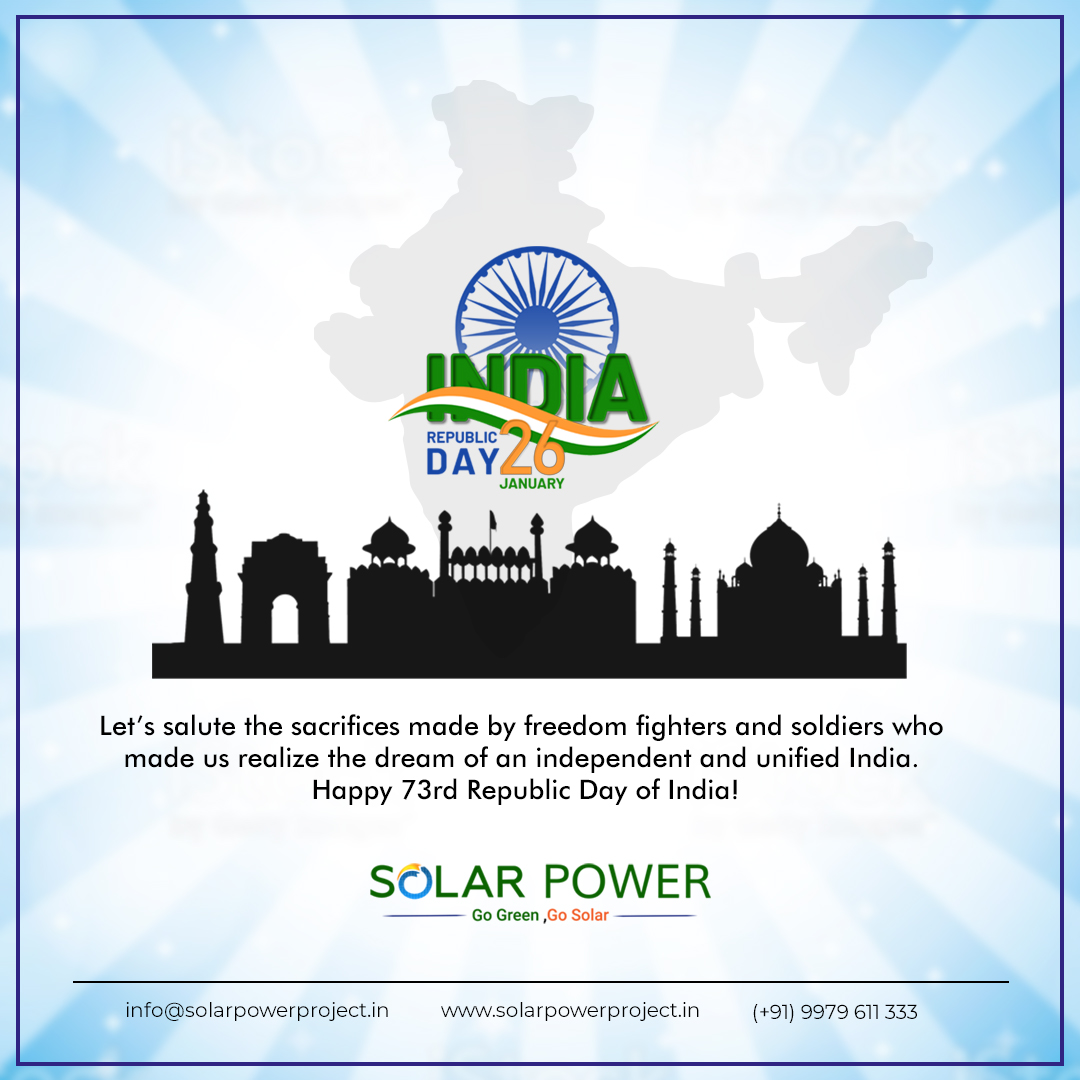 SolarPowerProj1's tweet image. Let us celebrate Republic Day by thanking those who sacrificed lives for us. Happy Republic Day!
#jaihind  #republic #republicdayparade #follow #proudindian #indianrepublicday #republicdaycelebration #freedom #mumbai #incredibleindia #indianflag #republicdayofindia #army #bharat