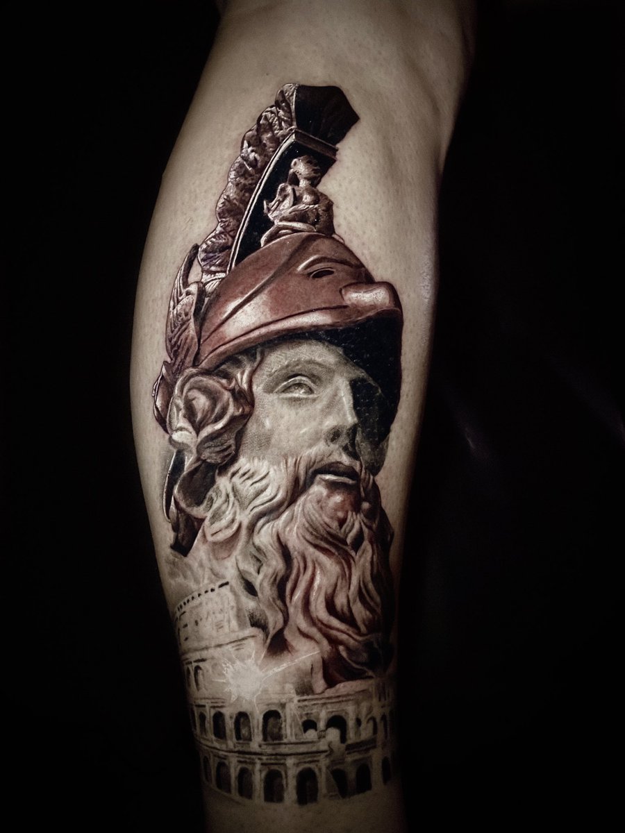 ares the Greek god of War and Courage. This is the 2nd pass on this piece.  I can't wait to add more to this. #blackandgrey #tattoo, image size:900x1200