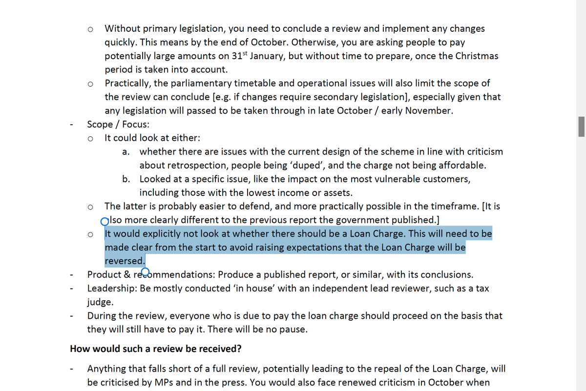 keithmgordon's tweet photo. I have just seen another FOIA disclosure. Not read it in full but spotted some guidance on how to make a review into the loan charge look independent but with minimum risk.

Mostly conducted in-house with an independent figurehead lead reviewer. https://t.co/C6z67A2gsx