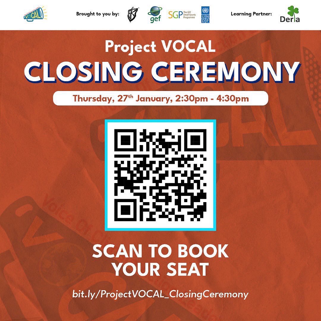 We are thrilled to announce the completion of Project VOCAL 2020-2021 🎉 , which concluded its two-year duration all the while empowering youth to lead environmental actions 🌏

Save your sit NOW at ecoknights.org.my/bio   

🗣 This distinctive event is open to ALL Malaysians