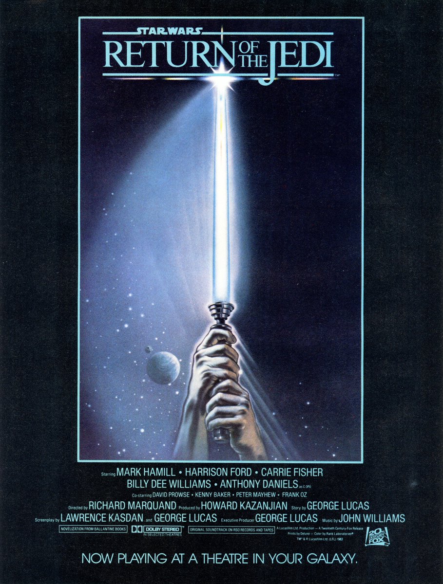 SWattheMovies's tweet image. Item of the Week: This #ReturnOfTheJedi "Style A" advertisement ran in a Canadian magazine during the film's original theatrical release in 1983. #StarWars