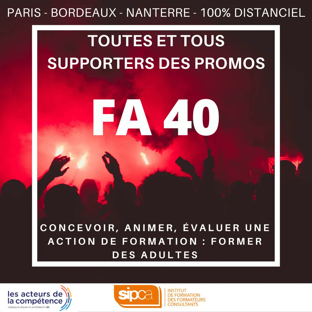 Toutes et tous supporters des promos FA 40 qui passent leur certification du 25 au 28 janvier ! Tous nos vœux de réussite ! 
Et comme toujours, merci à nos jurys, que l'ouverture et le discernement guide votre jugement 🙏
#FormPro #Certification