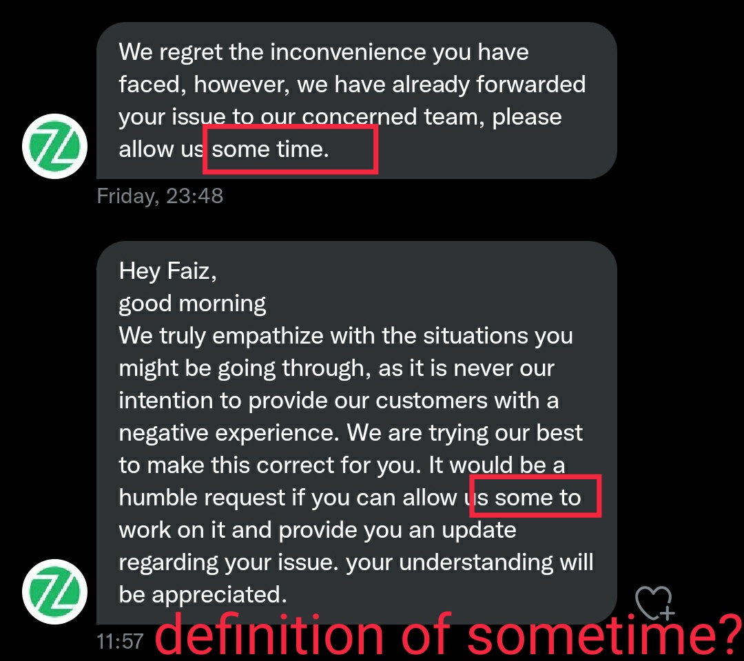 SayzFaizIraqui's tweet image. The story of @ZestMoney @ZestMoneyCares  &amp;amp; sometime 😂 
The way they fool customers it&apos;s like they feel everyone in India is a villager and will be flattered by their Inglissssss 
Nothing tangible no specific dates #falsecommitments
#unprofessional 

@BandBajaateRaho @ramanniep