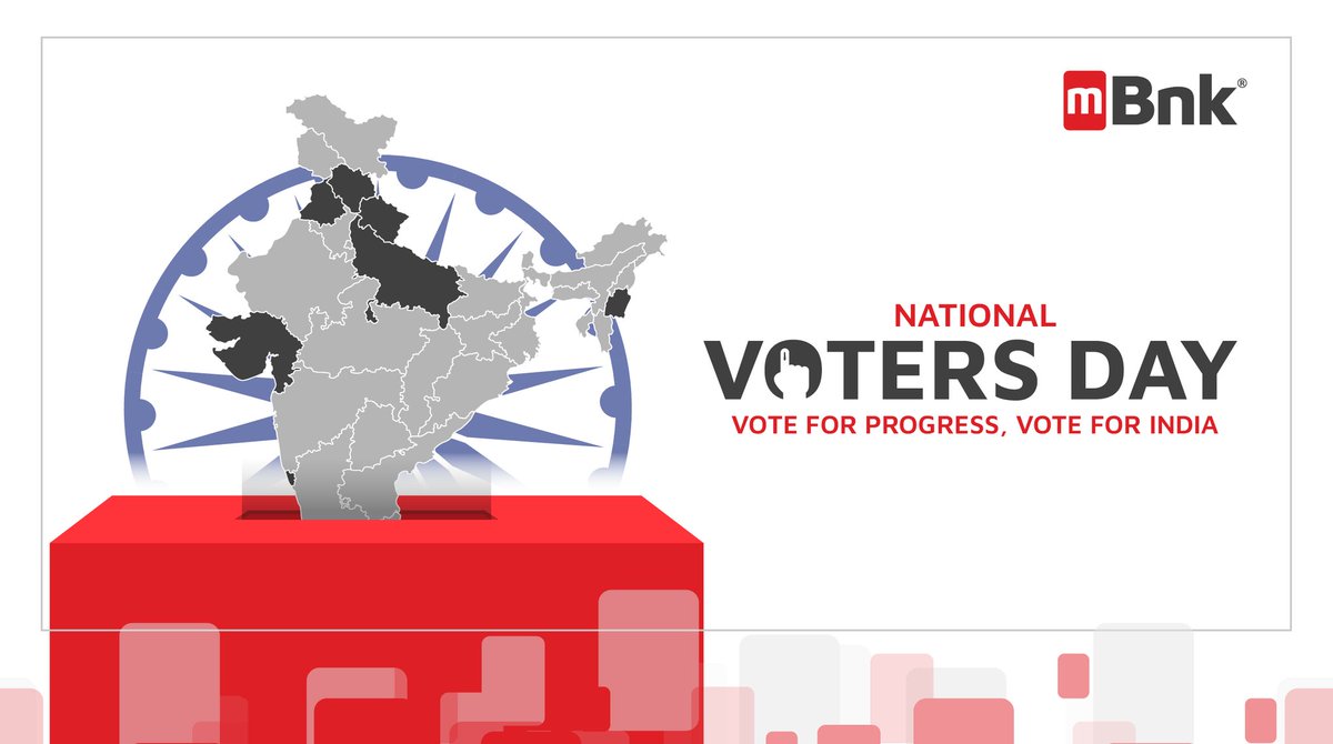 mBnkPhygital's tweet photo. Every #Election is determined by the people who show up🗳

Show up to make a difference for #Nation you live in✨

Happy #NationalVotersDay ✅

#VotersDay #Democracy #India #mBnk https://t.co/yDRlqHIzW5