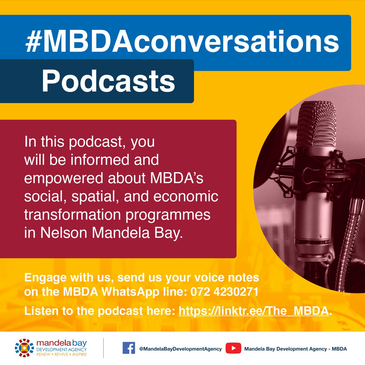 The_MBDA's tweet photo. ✨Look out for MBDA's monthly podcasts!

The next episode featuring Operations Executive, Debbie Hendricks, will air on Thursday at 09:00am on KQ fm, PE FM and Bay FM. 

You can also listen on our youtube page👇👇👇👇👇https://t.co/8yESOAS57Y https://t.co/jPtAxoccWs