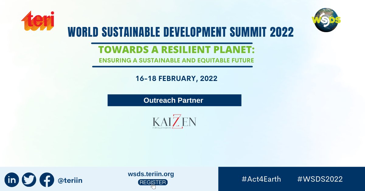 KaizzenComm's tweet photo. Proud to engage with @teriin for their annual flagship event, #WorldSustainableDevelopmentSummit2022, as an #OutreachPartner.
Find out more at https://t.co/yvY9o7BKU2.
#Act4Earth #WSDS2022 #Kaizzen
@vineetalways @shaillykedia
@DrVibhaDhawan @animabal @NivCholayil https://t.co/VaPppK2xa9