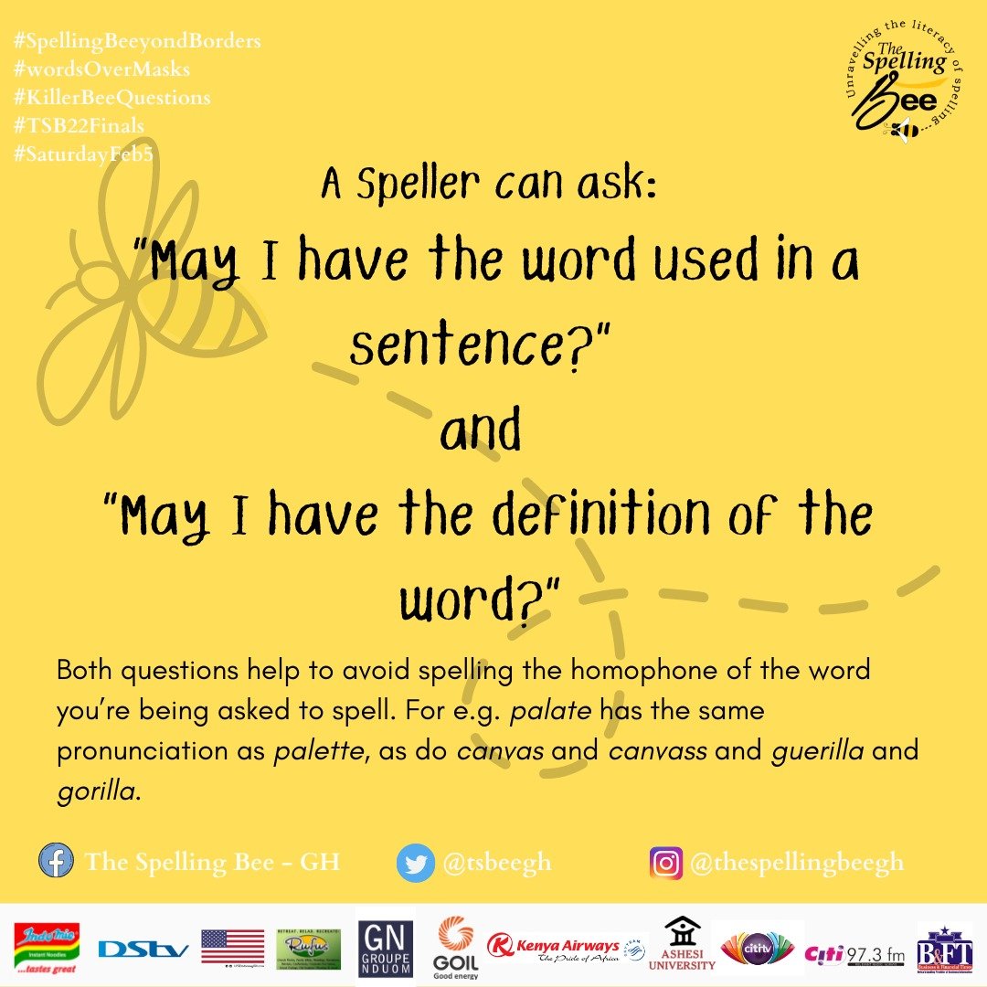 Shouldn’t your 7-13 year old learn spelling this way? Enrol them now at thespellingbeegh.org

#SpellingBeeyondBorders #WordsOverMasks #KillerBeeQuestions, #TSB22Finals 
#SaturdayFeb5