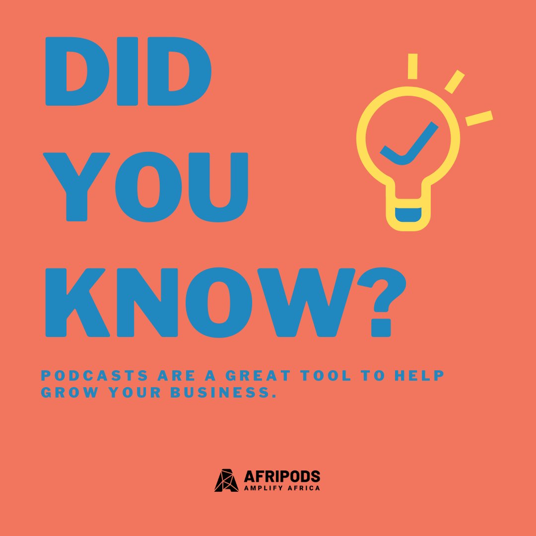 afripods's tweet image. Podcasts are an amazing tool for business growth. You can become recognised as an authority in your field by sharing your knowledge on your podcast. You are also able to convert your audience to clients because they know you and trust you based on your work.