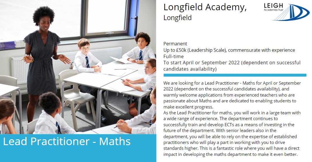 lat_careers's tweet image. For more information and to apply: bit.ly/3rKHbny 

#LeighAcademiesTrust #LATLife #LATCareers #Lead #Practitioner #Maths