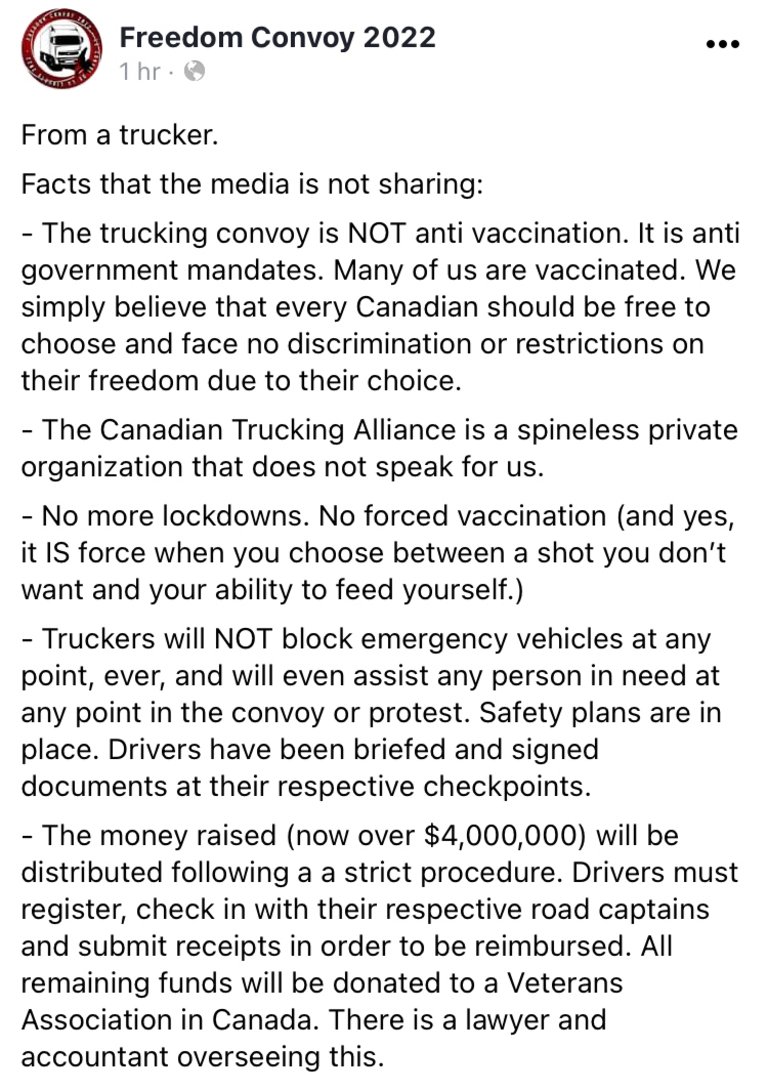 Statement from a Trucker. #TruckersForFreedom