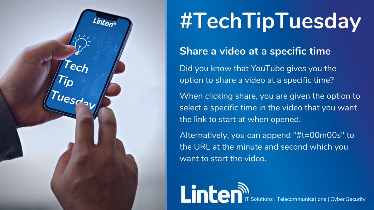 lintentech's tweet image. #TechTipTuesday 💡

This tip is great when you only need to share a snippet of a video. 🎞

#ITSupport #SimpleIT
