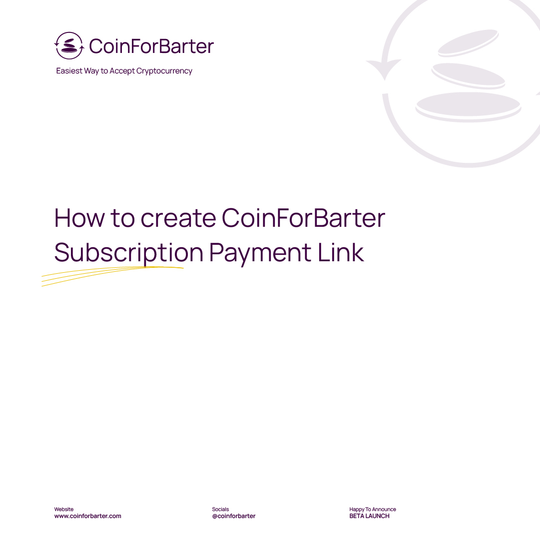 coinforbarter's tweet photo. #CoinForBarter subscription payment link is an efficient tool that allows you to collect payment from your clients that subscribes to your services.
Here is how to create a reoccurring payment link https://t.co/GGacwa3wn3