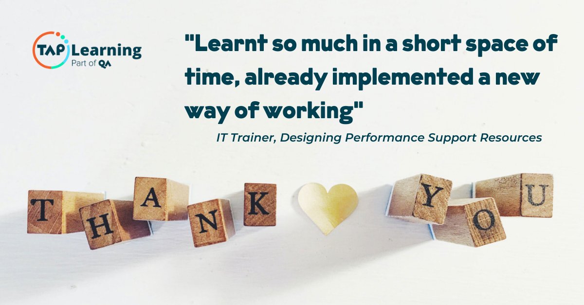 TAPLearningQA's tweet image. Great to receive feedback like this from our #LearningAndDevelopment courses.