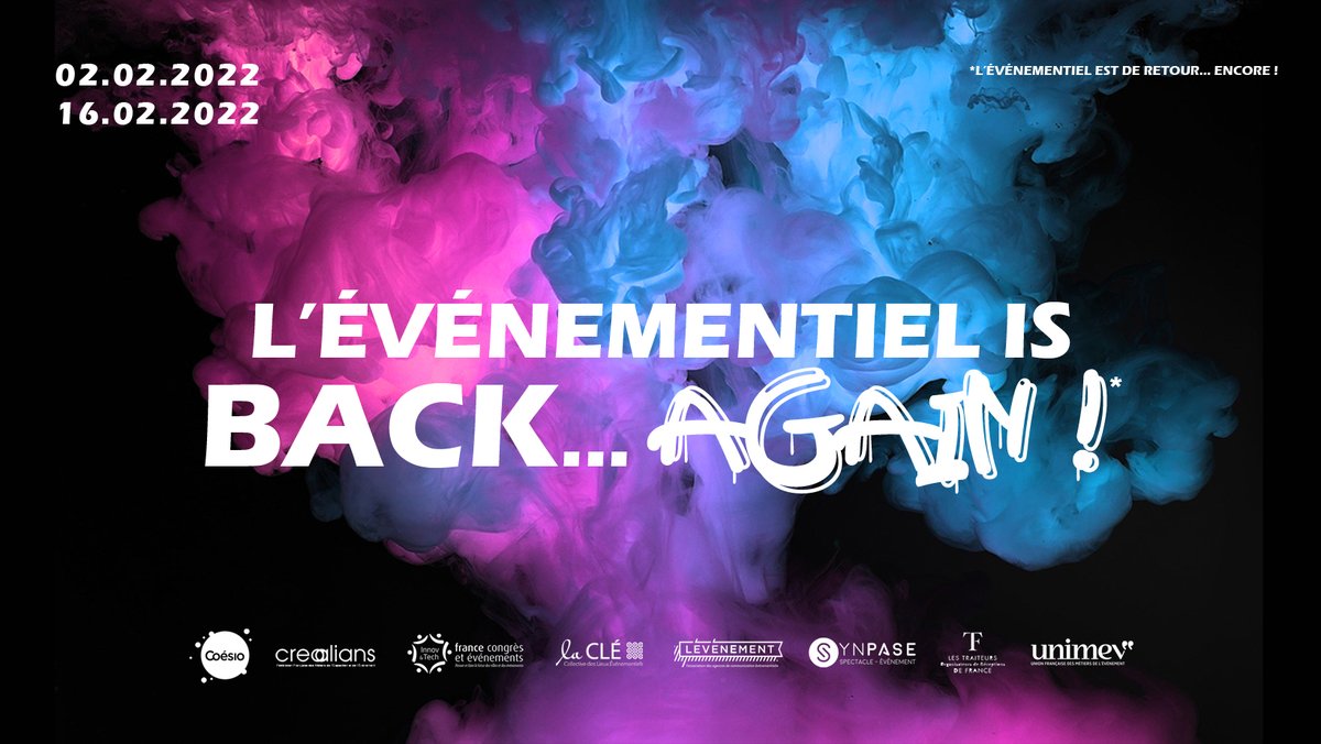 LEVENEMENTAsso's tweet photo. L’événementiel est de retour. Les agences de LÉVÉNEMENT sont sur le pont pour créer vos prochains événements d’entreprise. Créons ensemble du lien, des relations et de l’engagement ! https://t.co/EhmQg39qd1 

#eventprofs #eventpros #event #reprise #relance #LÉVÉNEMENT #events https://t.co/PNPljliecs