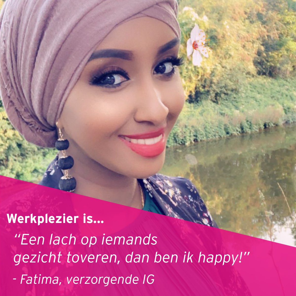 Vandaag is het "De dag van het werkplezier in de zorg". Naast dat Fatima verzorgende IG is, begeleidt ze ook studenten en stagiaires. "Daar haal ik ook echt werkplezier uit. Ik vind het fantastisch dat ik aan hun leerproces bijdraag!" #dagvanhetwerkplezierindezorg #odeaandezorg