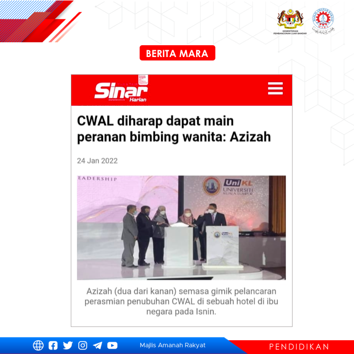 maragov's tweet photo. #BeritaMARA
1. CWAL diharap dapat main peranan bimbing wanita: Azizah - Sinar Harian
https://t.co/3mgwV1eI6I
2. CWAL bantu perkasakan wanita - Sinar Harian
#MARA #AmanahRakyat #CWAL #KPLB #LuarBandarSejahtera #UniKL https://t.co/LBOsd5BvY8