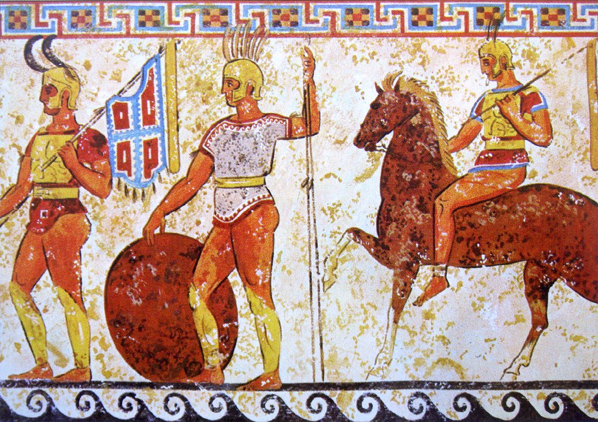 Mezzogiorno13's tweet photo. Samnite soldiers from a tomb frieze 4th century BC - Museo archeologico nazionale di Napoli #TombTuesday #Archaeology #History #Tomb #Samnite #DNA https://t.co/314rjGnq3y