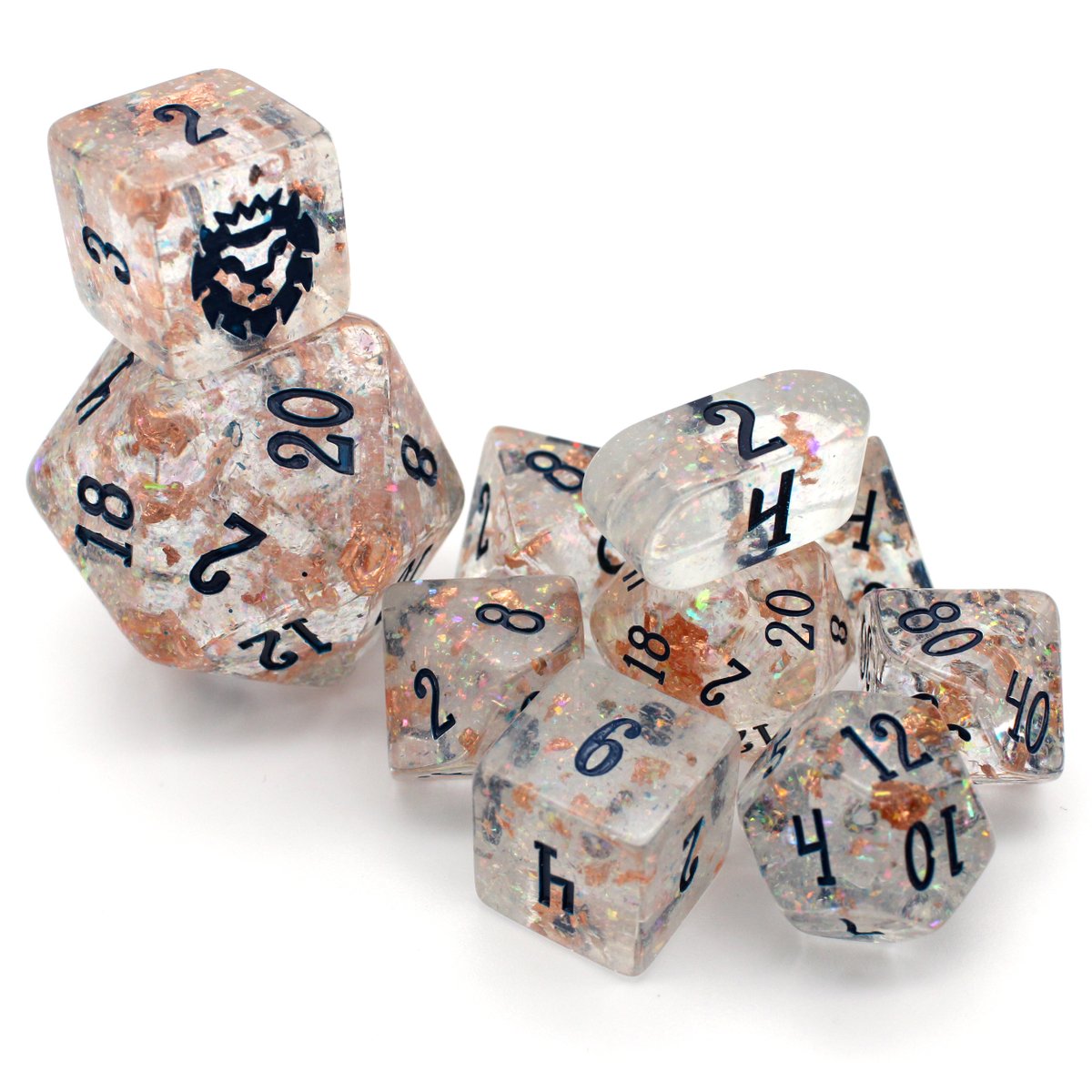 This week's giveaway is sure to delight! We present to you: Sparkling Rosé. 
Glitter flecks and rose gold foil in clear dice, inked in navy blue.
Follow and RT to enter, winner will be dm'd on 1/26 at 10 am pt!