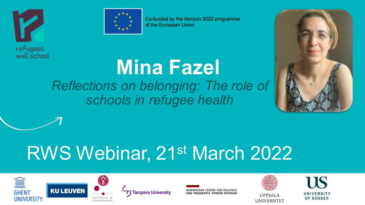RefugeesWellSchool (@refugeeswellsch) on Twitter photo š¢SPEAKER ANNOUNCEMENTš¢ We are delighted to announce that prof. Mina Fazel <a href="/minafazeloxford/">Mina Fazel</a> will talk about "Reflections on #belonging : The role of #schools in #refugee #health" at our RWS webinar! REGISTER NOW webappsx.ugent.be/eventManager/e⦠š¢SPEAKER ANNOUNCEMENTš¢ We are delighted to announce that prof. Mina Fazel <a href="/minafazeloxford/">Mina Fazel</a> will talk about "Reflections on #belonging : The role of #schools in #refugee #health" at our RWS webinar! REGISTER NOW webappsx.ugent.be/eventManager/eā¦