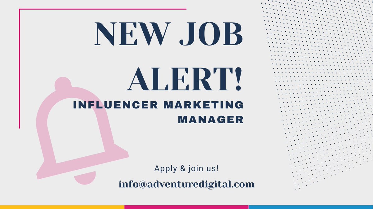 Ekibimizde yer almak üzere Influencer Marketing Manager arıyoruz.
Bizimle birlikte kendi hedeflerini de büyütmek istiyorsan seni de aramızda görmek isteriz! 
linkedin.com/jobs/view/2877……
#influencermarketing #jobalert #influencermanagement #influencermanager #marketingmanager