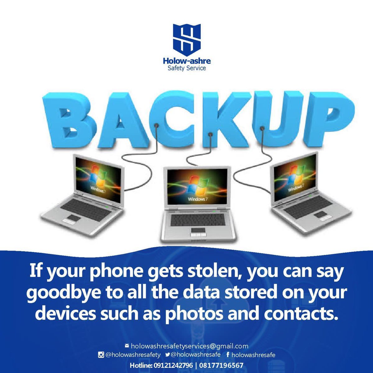 Holowashresafe's tweet photo. Always remember to back up your data on ur google account, mails or icloud. 
It is very important to back up data as to avoid total wipe out in circumstances where ur devices are stolen.
Turn on post notifications for more 
#securityguard #safetyfirst
#holowashre
#trogworldonline https://t.co/OEjVHyAcQn