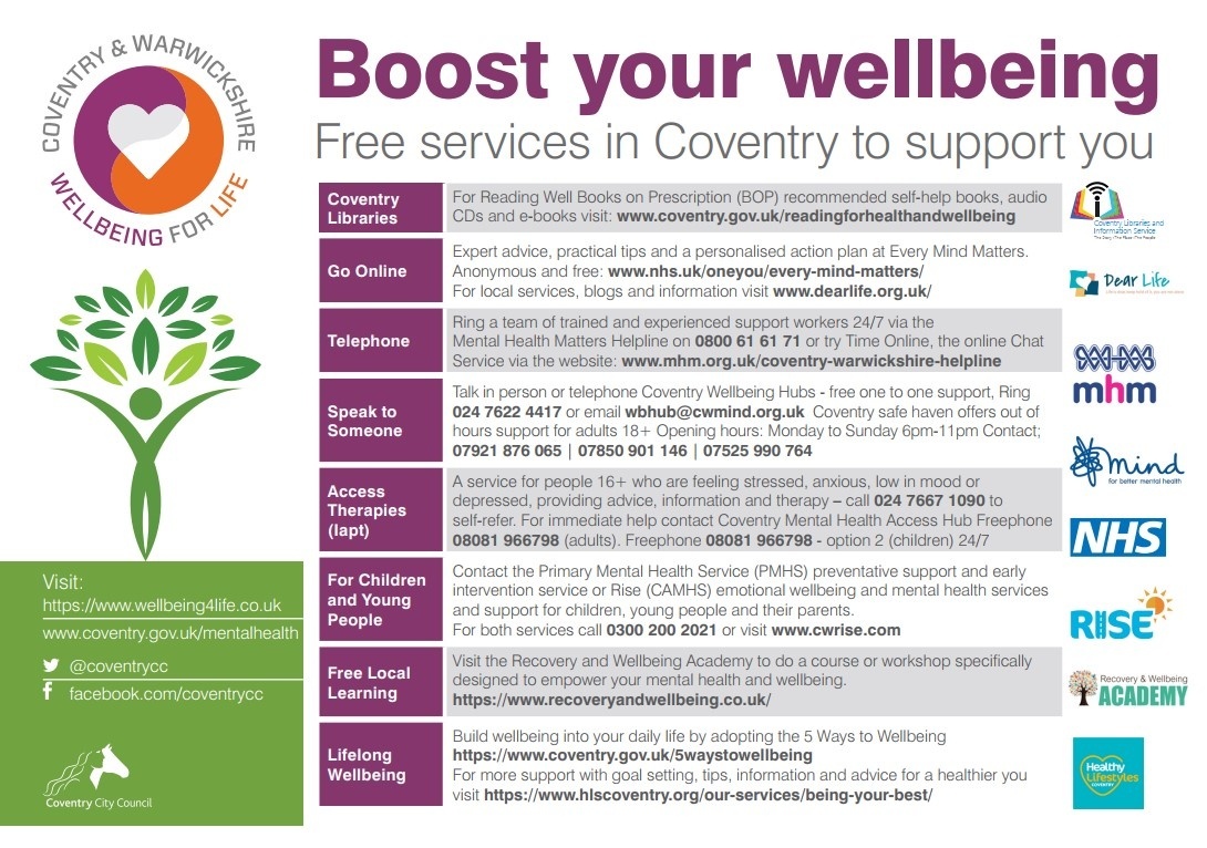The new year is all about new beginnings, remember there is no shame in asking for support when things get too much. Don't forget the range of different services here to support you in #Coventry can really help, unburden your troubles. #Wellbeing4Life