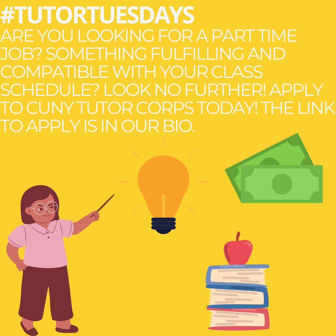 CUNYTutorCorps's tweet photo. Tutoring with us is a rewarding and amazing job! Apply at the link in bio today! #CUNY #CUNYTutorCorps #CUNYTC #Tutors #science #stem #smart #apply #job #work https://t.co/fk0qooeya2