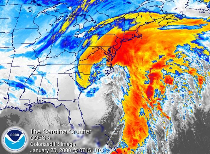 NWSRaleigh's tweet photo. ❄️Snow fans! Today marks the 22nd anniversary of the Blizzard of 2000, which was one of the most powerful winter storms on record for parts of North Carolina. The low pressure system developed off the FL coast and rapidly strengthened as it moved toward central NC. #NCwx https://t.co/SmpiefJoQr