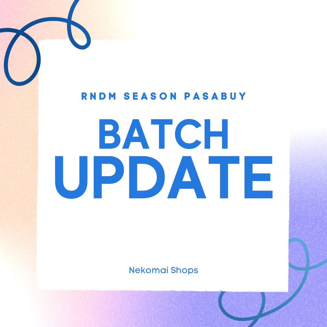 NekomaiShops's tweet photo. [RNDM SEASON PASABUY UPDATE]

Hi. Hello. 안녕!

Batch 01 is now closed. Schedule for check-out is on January 31, 2022. Bebes, please keep your DMs open so we can message you once we have successfully checked-out your orders.

#NKMSUpdates https://t.co/SnXjnLOk8n