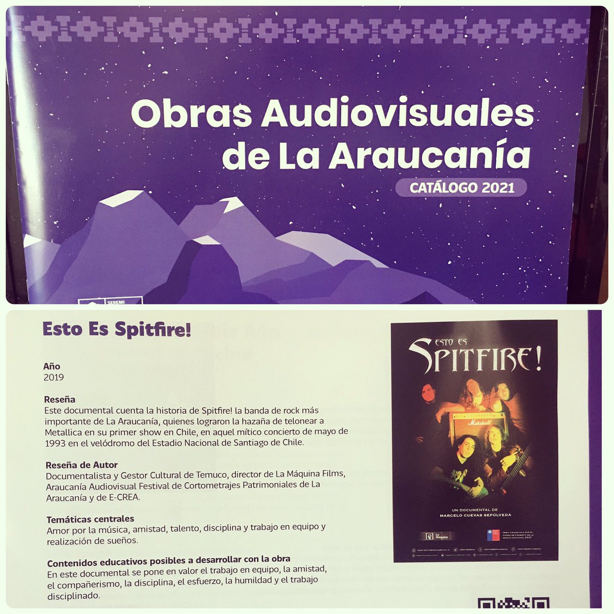 marcelocuevass's tweet photo. Muchas gracias @Culturas_arauc por considerar @spitfiredocu Saludos a todas y todos quienes día a día contamos historias desde nuestra pequeña aldea. 

🎬📽🎞Seremi de las Culturas presenta #CatálogoAudiovisual 

▶ detalles y descarga el catálogo aquí: 

https://t.co/ElcuWKDuBD https://t.co/NhgUSv3aND