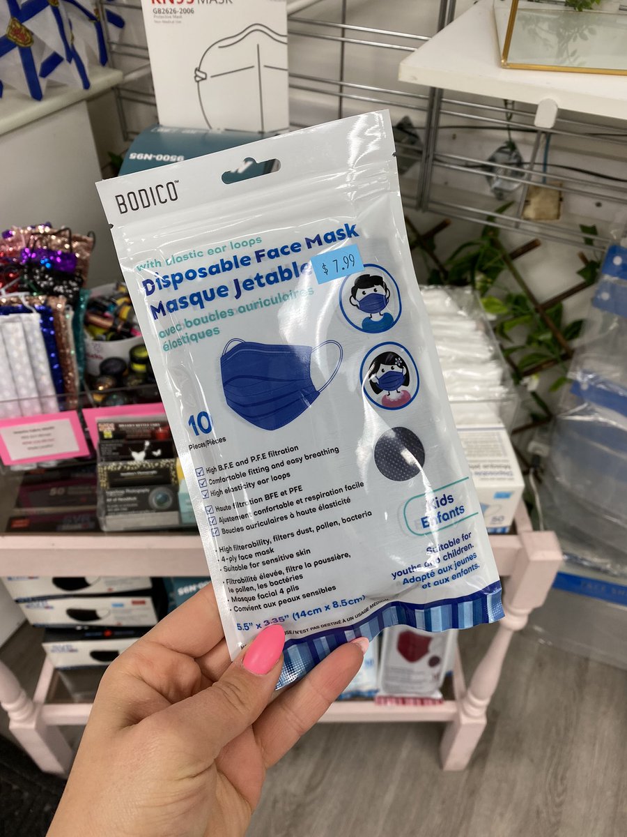 Limited packs of kids 4ply disposable masks just arrived! We’re open 9-6 today! 😷💜