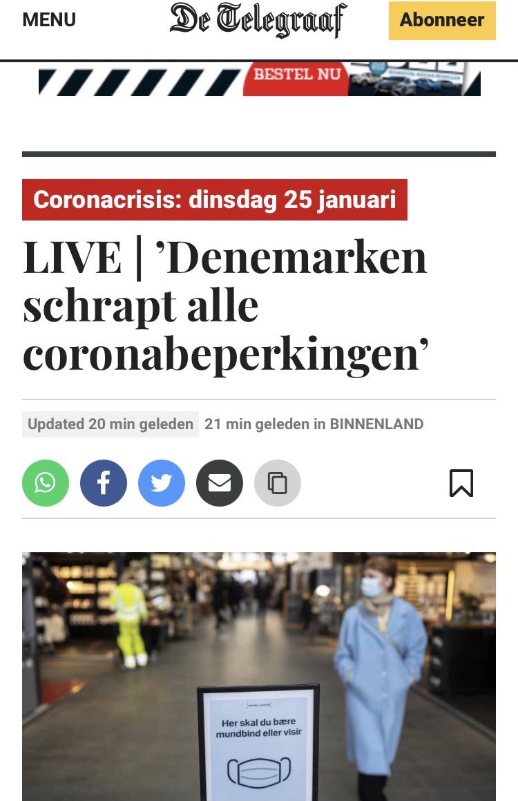 hansvantelling's tweet photo. Denemarken schrapt alle regels. Inclusief coronatoegangsbewijs. Net als het Verenigd Koninkrijk, Spanje, Noorwegen, Ierland, Florida, Texas en een heleboel meer.
Maar hier in Nederland zijn we inmiddels ‘gekke Henkie’. Met een kabinet dat persisteert in aantoonbaar faalbeleid. https://t.co/WzIwn2tnJs
