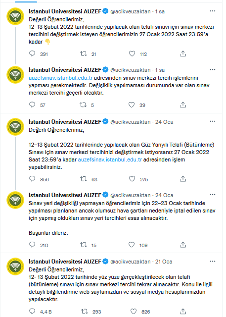 av_elkan's tweet photo. online sınav duyurusunu kaldırdıktan sonra peşpeşe 5 tane tweete gerek yoktu. Anlaşıldı bu kar kış ve covid ortamında tüm itirazlara ve mağduriyetlere rağmen yüzyüze sınavda kararlasınız. Ama öğrenciler bunu istemiyor.  @acikveuzaktan https://t.co/vLzxcsRkPs