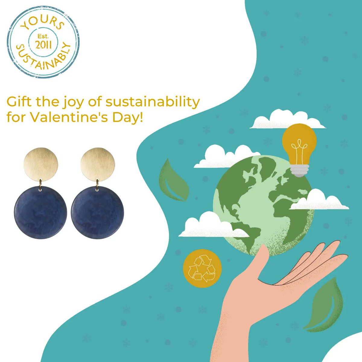 Valentine's Day is fast approaching! Give the gift of sustainability to your loved one this year. 

These chic, understated navy blue earrings are made from tagua seed and brass and finished with sterling silver posts. 

Check them out here: buff.ly/3rPSOJY