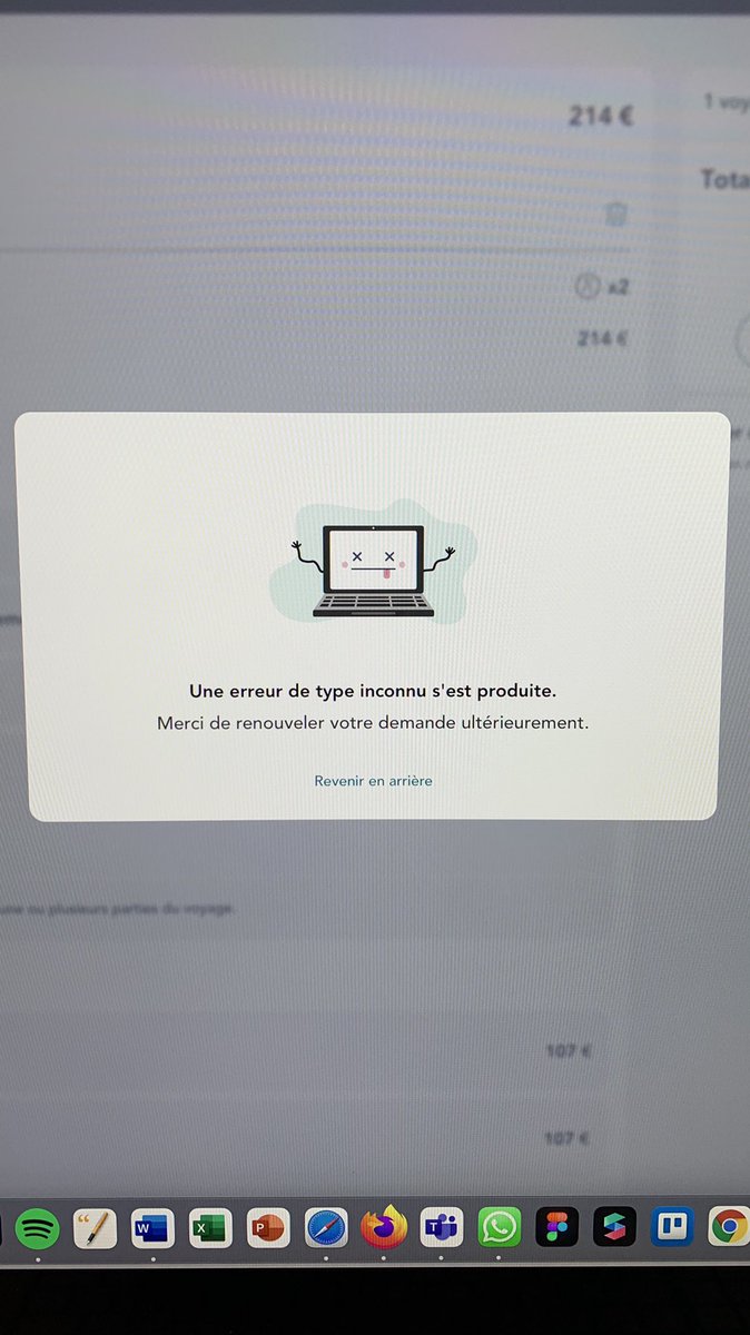 zlc_14's tweet photo. Bonjour @SNCFConnect, impossible de prendre des billets sur la nouvelle plateforme depuis hier soir et en attendant les prix montent à chaque nouvelle tentative… Vous me proposez quoi comme solution ? M E R C I https://t.co/Sb2UNBeZp6