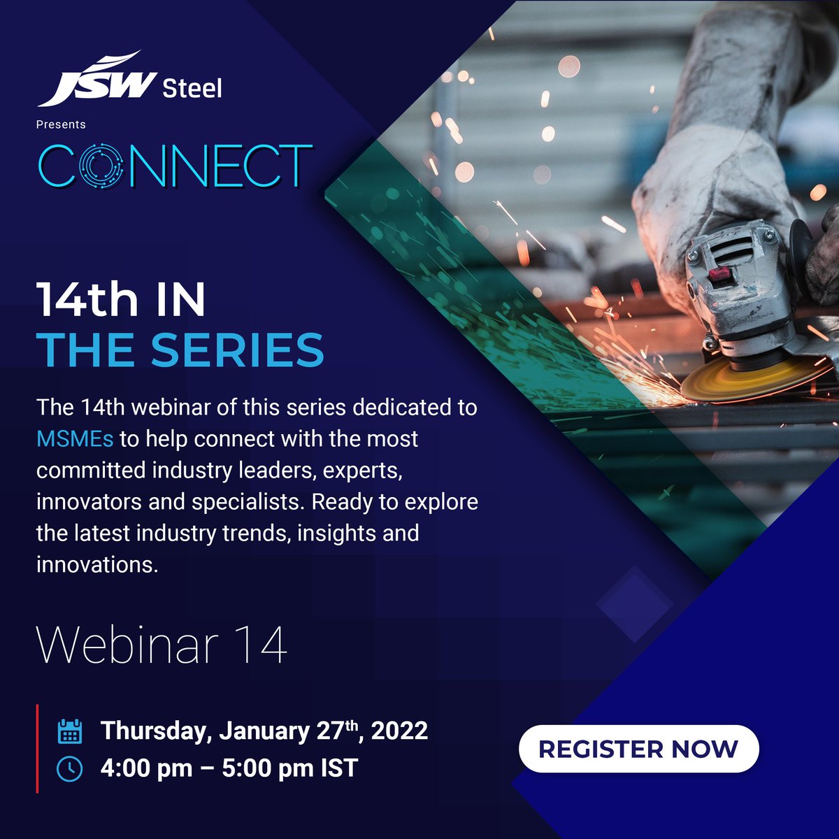 jswsteel's tweet photo. Get ready for the 14th edition of #JSWSteelConnect! This webinar session will focus on ‘A Roadmap to build a Rs. 100 crores business’. It will help MSMEs explore the latest industry trends, insights and innovations.
Register here: https://t.co/qxIpn8mmXv
#DigitalSession https://t.co/8yqcnWezqk